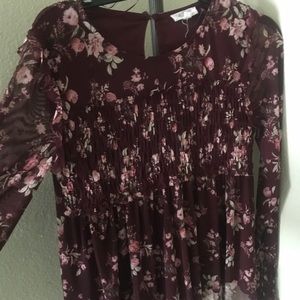 Floral Burgundy sheer top